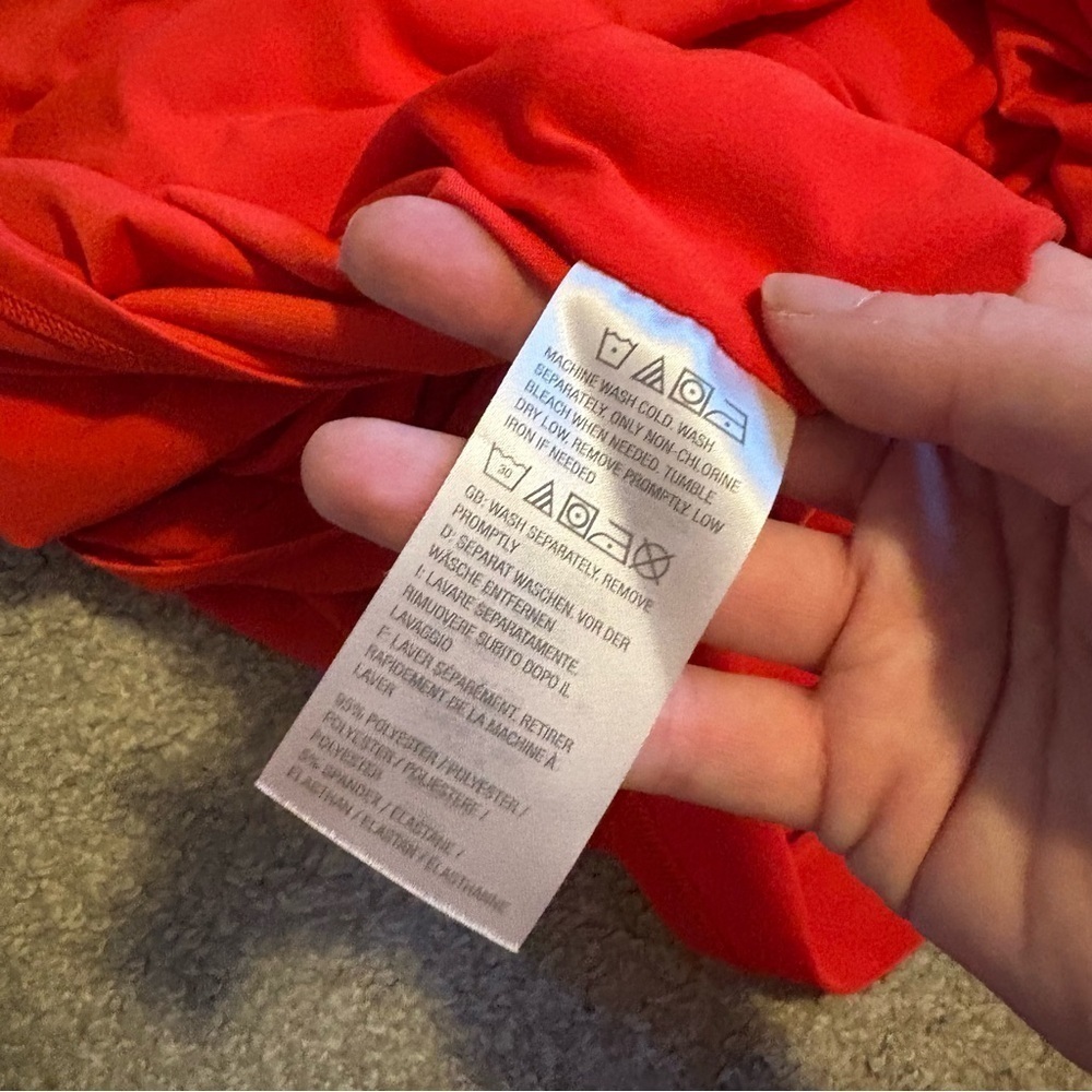 Susan Graver Vibrant Red Flared Sleeve Dress Bell Sleeve Large V-neck - Picture 5 of 5
